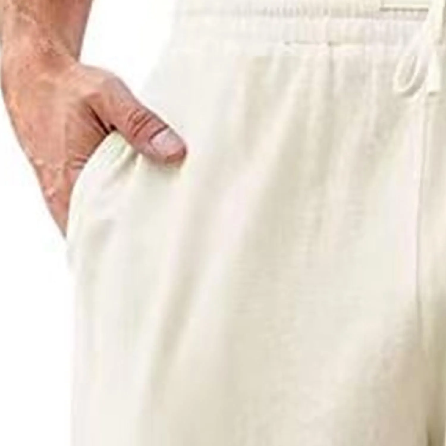 JEShifangjiusu Men Cotton Linen Drawstring Pants Elastic Waist Casual Jogger Yoga Pants Lightweight Summer Trouser Beach Pant