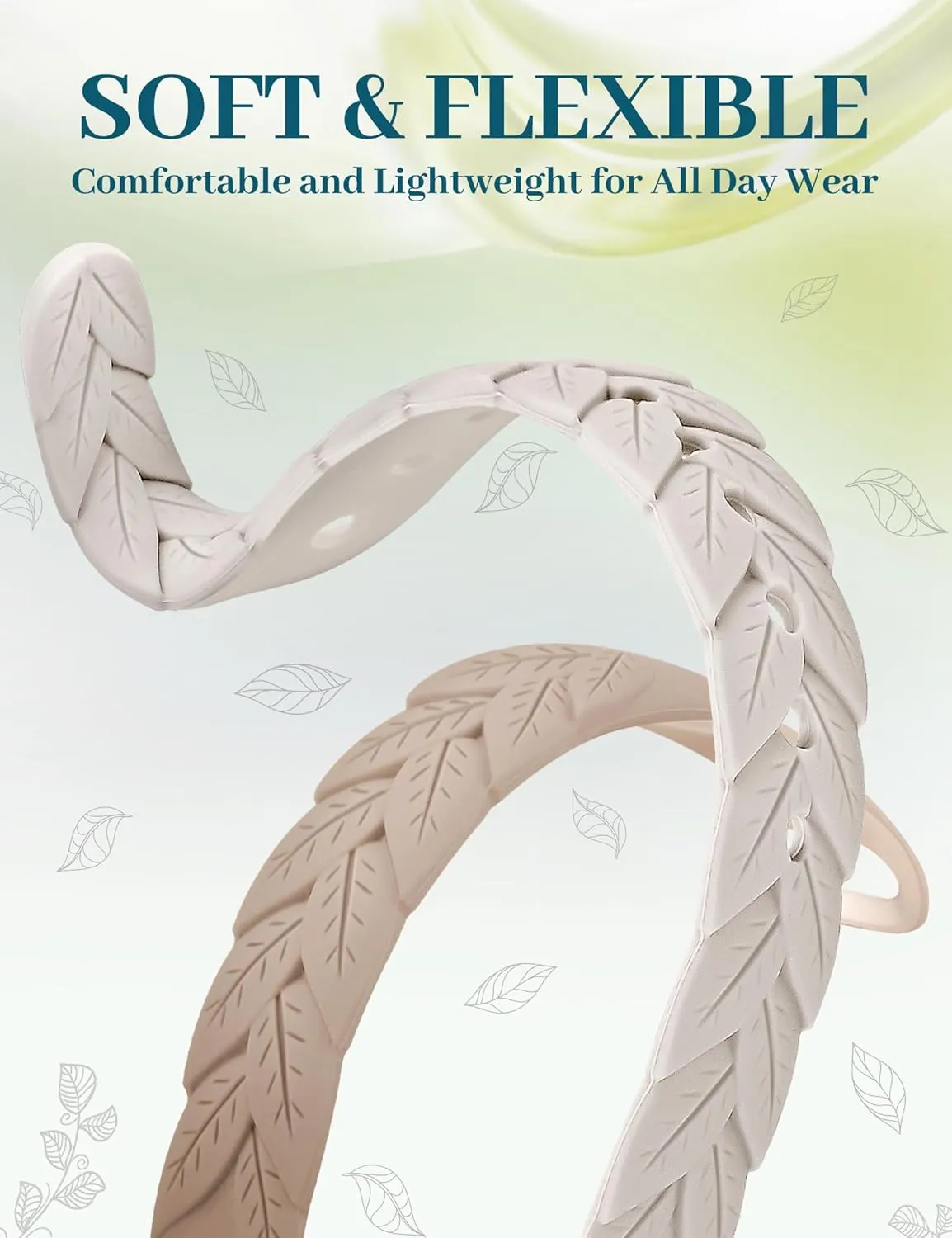 JR.DM 2 Pack Engraved Silicone-Bands Compatible with Apple Watch Band 38mm 40mm 41mm 42mm 44mm 45mm 46mm 49mm, Slim Feminine Fashion Leaf Waterproof Strap,For iWatch Series 10 9 8 7 6 5 4 3 2 1 Women
