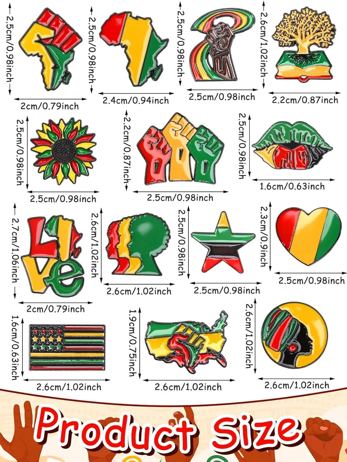 JUNEBRUSHS 28pcs Happy Juneteenth Brooch Pins Freedom Day Enamel Pins for African American Black History Month Independence Day Patriotic Party Decorations Supplies Goodie Bag Stuffer (14 Designs)