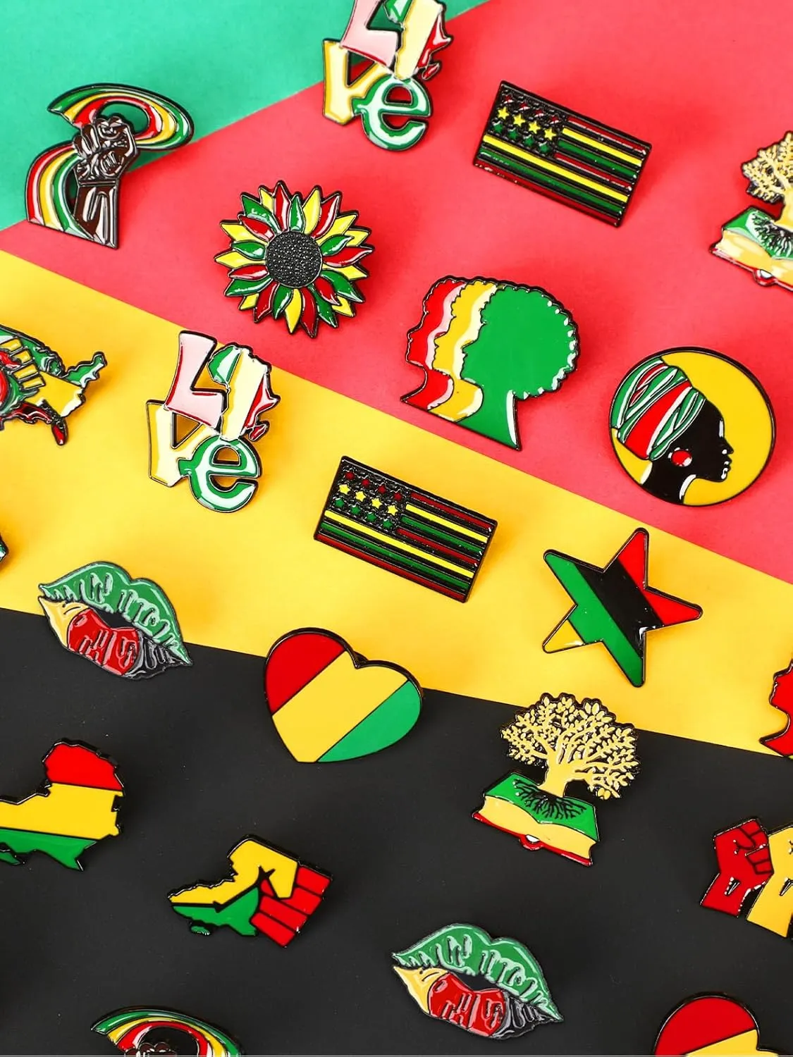 JUNEBRUSHS 28pcs Happy Juneteenth Brooch Pins Freedom Day Enamel Pins for African American Black History Month Independence Day Patriotic Party Decorations Supplies Goodie Bag Stuffer (14 Designs)