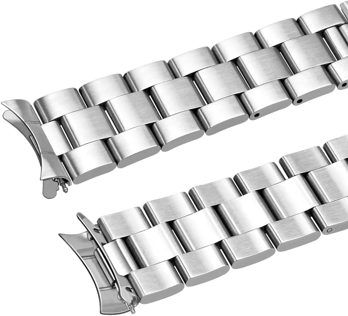 Juntan Stainless Steel Curved Solid End Tapered Watch Band, 18mm 20mm 21mm 22mm Watch Bands Metal Watch Strap Bracelet Deployment Double FlipLock Buckle Silver Black Silver Gold