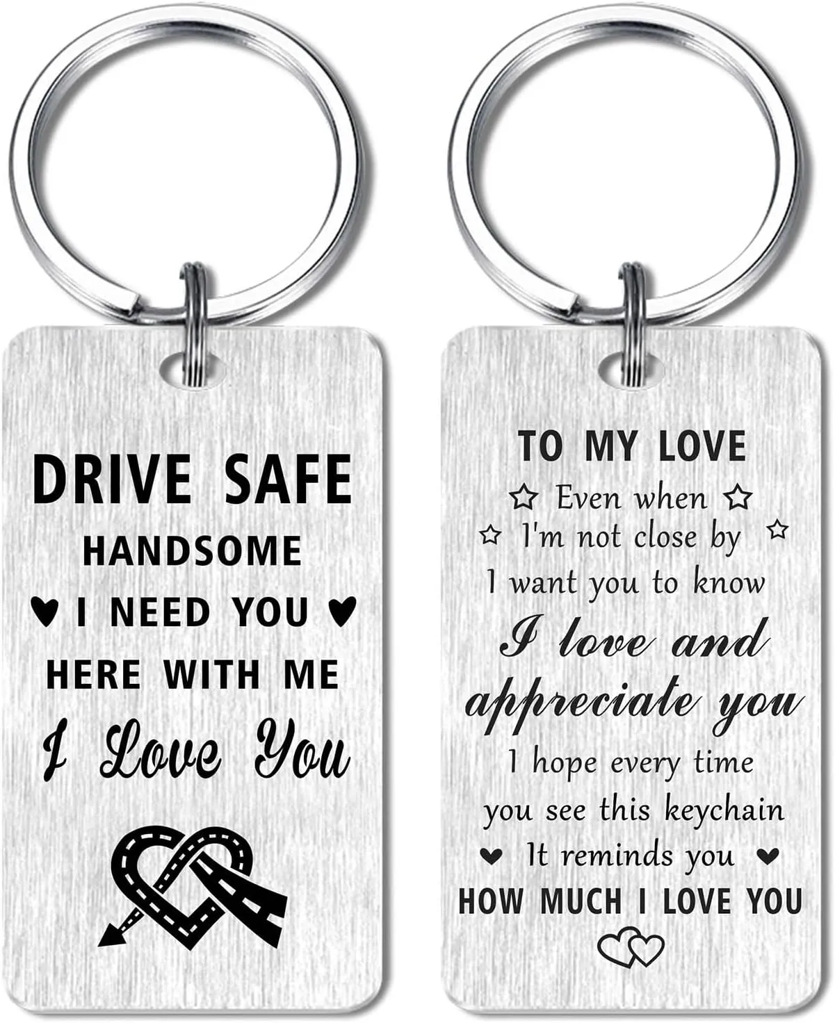 Jzxwan Drive Safe Husband Boyfriend Father's Day Gifts from Wife, I Love You Drive Safe Key chain Gifts for Trucker Hubby Boyfriend Husband Handsome Man, New Car Driver Present