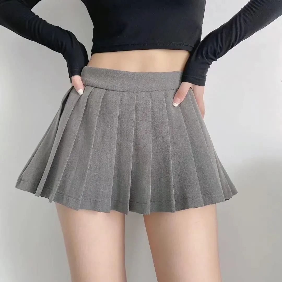 Kelabia Preppy Skirts for Women Y2K Pleated Mini Skirts Aesthetic Low Rise A-line Short Skirt Goth Tennis Skirt Cute Clothes