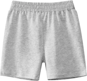 Kids Solid Color Shorts Boys Girls Pull on Short Pants Toddler Casual Athletic Jogger Elastic Waistband Sports Cotton Shorts