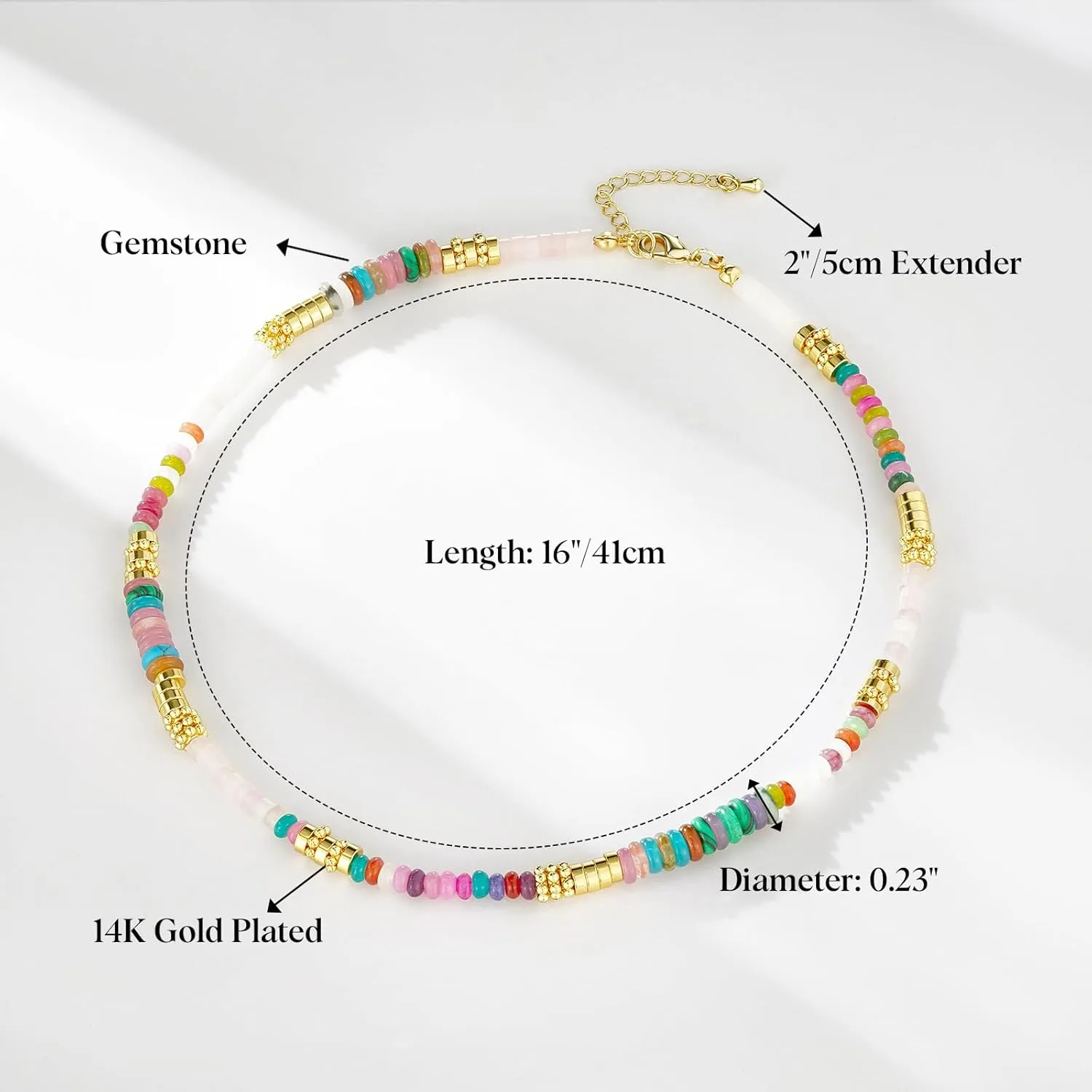 KissYan Boho Beaded Choker Necklace for Women, Gemstone Choker Natural Stone Freshwater Pearl Surfer Necklaces 14K Gold Plated Summer Beach Handmade Jewelry