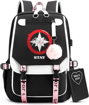Kpop Merch Laptop Bag Large Capacity Bookbag with Notebook, USB Charging and Headphone Port