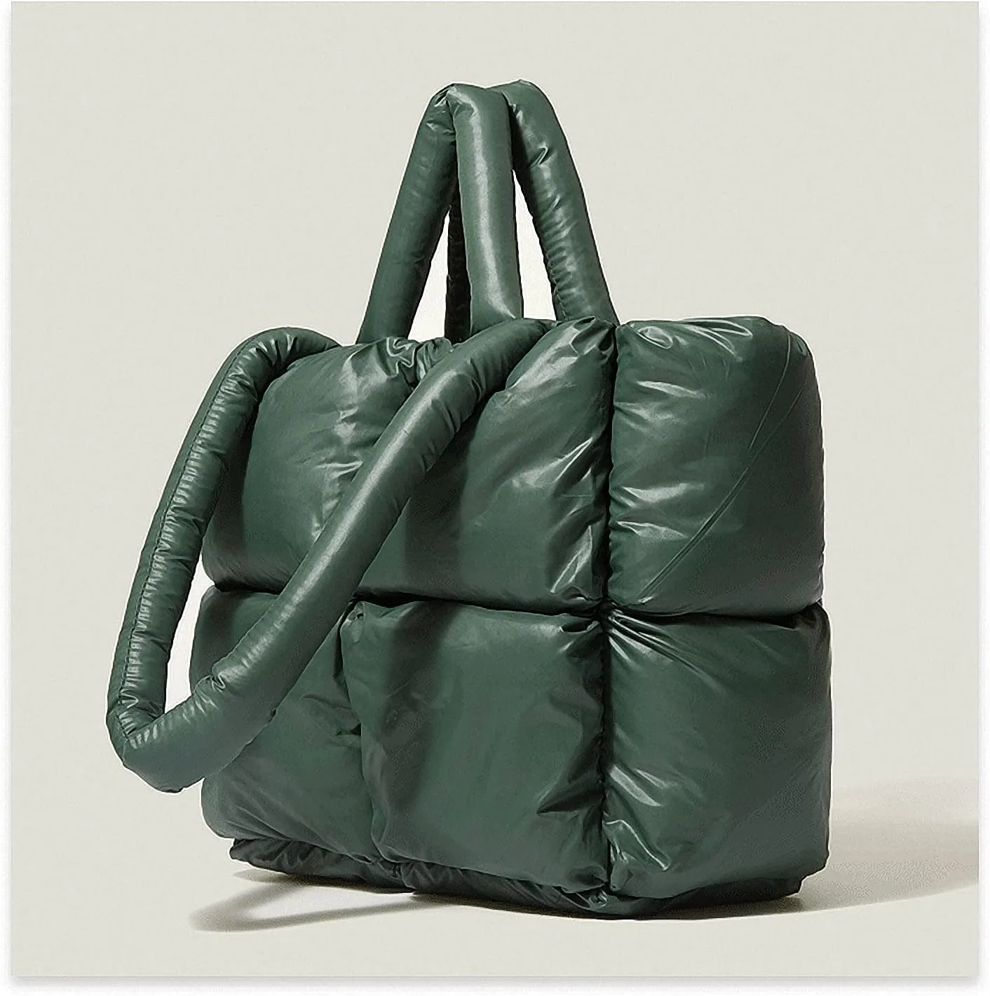Large Puffer Tote Bag, Trendy Quilted Cotton Padded Handbags for women, Soft Shoulder Bag Nylon Down Pillow Shopper Bag