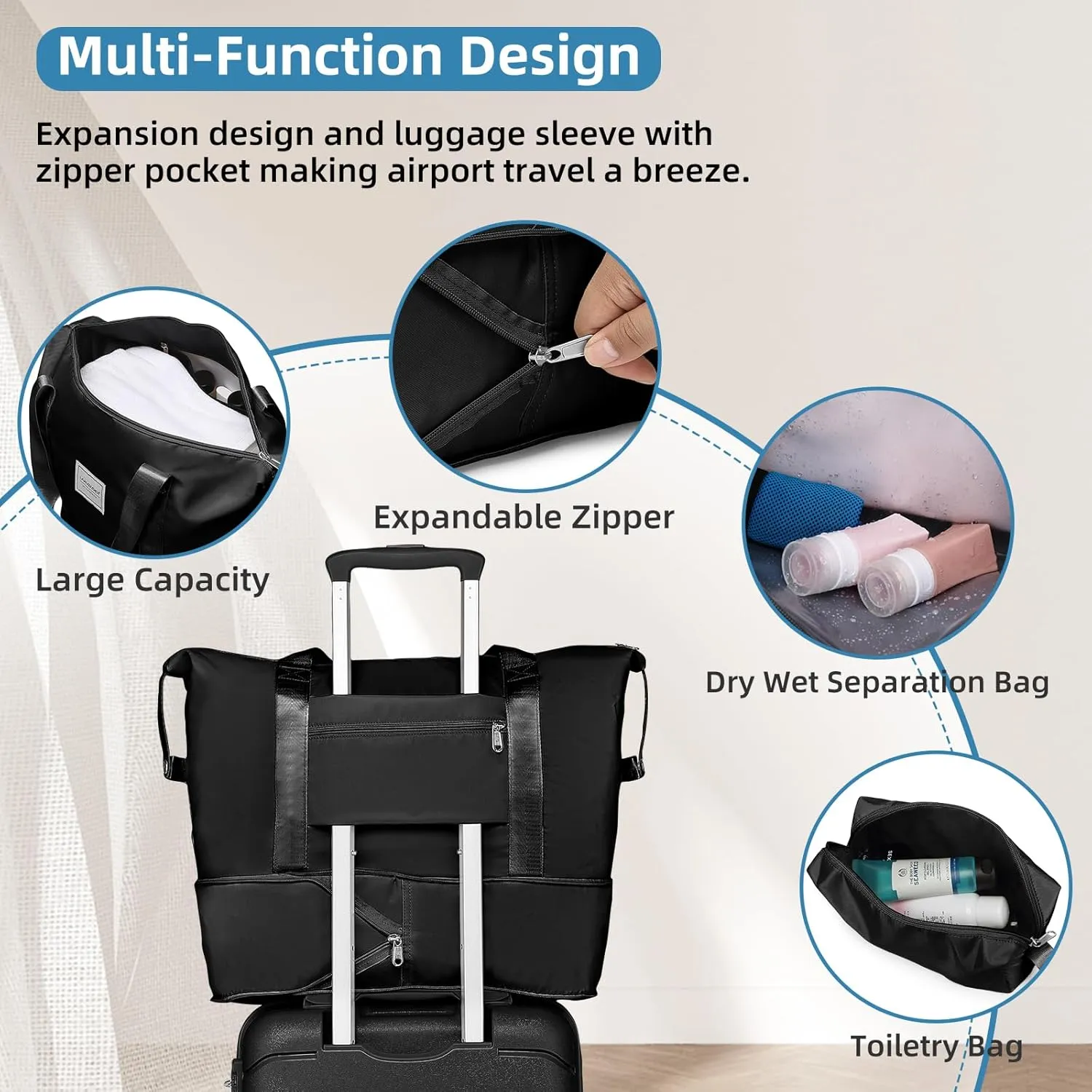 LARVENDER 3-Piece Carry On Luggage for Women,Hard Shell Suitcase 20Inch Carry On Luggage 22x14x9 Airline Approved, Spinner Wheel and TSA LockBlack 20Inch/DB/TB