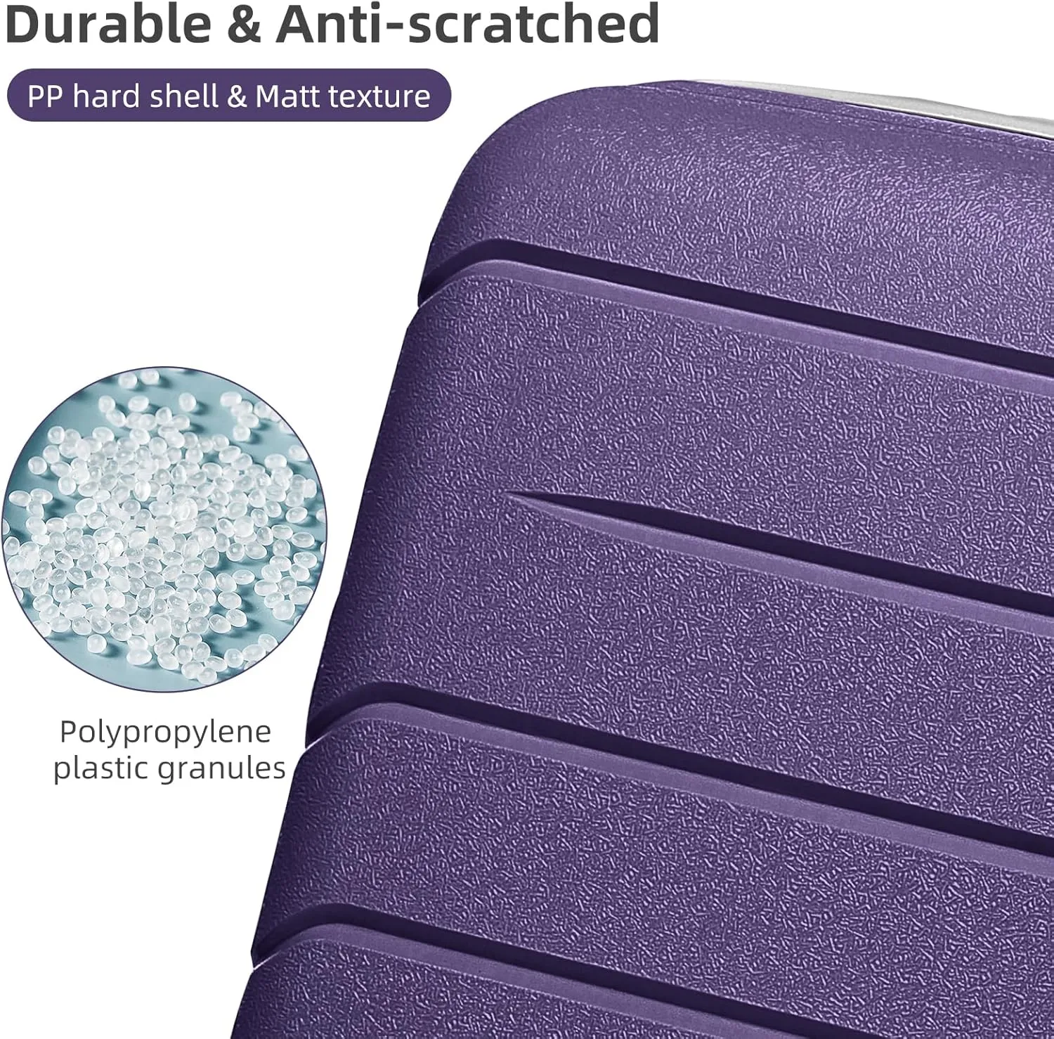 LARVENDER 3-Piece Carry On Luggage for Women,Hard Shell Suitcase 20Inch Carry On Luggage 22x14x9 Airline Approved, Spinner Wheel and TSA LockGrape Purple 20Inch/DB/TB