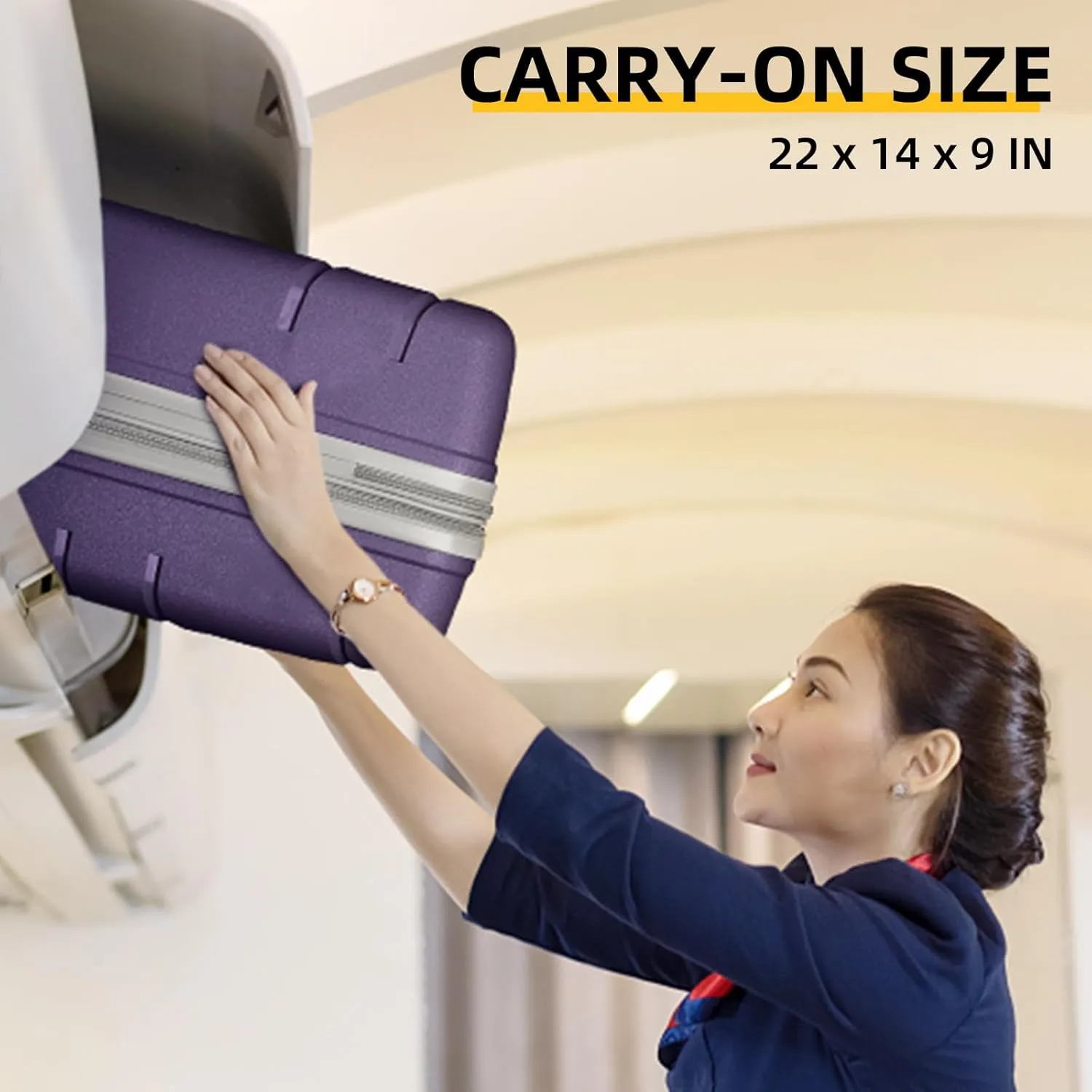 LARVENDER 3-Piece Carry On Luggage for Women,Hard Shell Suitcase 20Inch Carry On Luggage 22x14x9 Airline Approved, Spinner Wheel and TSA LockGrape Purple 20Inch/DB/TB