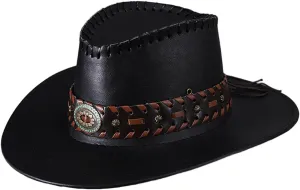Leather Cowboy Hats for Women Unisex Wide Brim Foldable Outdoor Sports Cap Summer Rolled Up Cap 2025