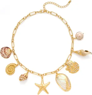 LILIE&WHITE Sea Shell Necklace For Women With Trendy Charms Summer Beach Beaded Necklace Shell Starfish Charms Fashion Jewelry