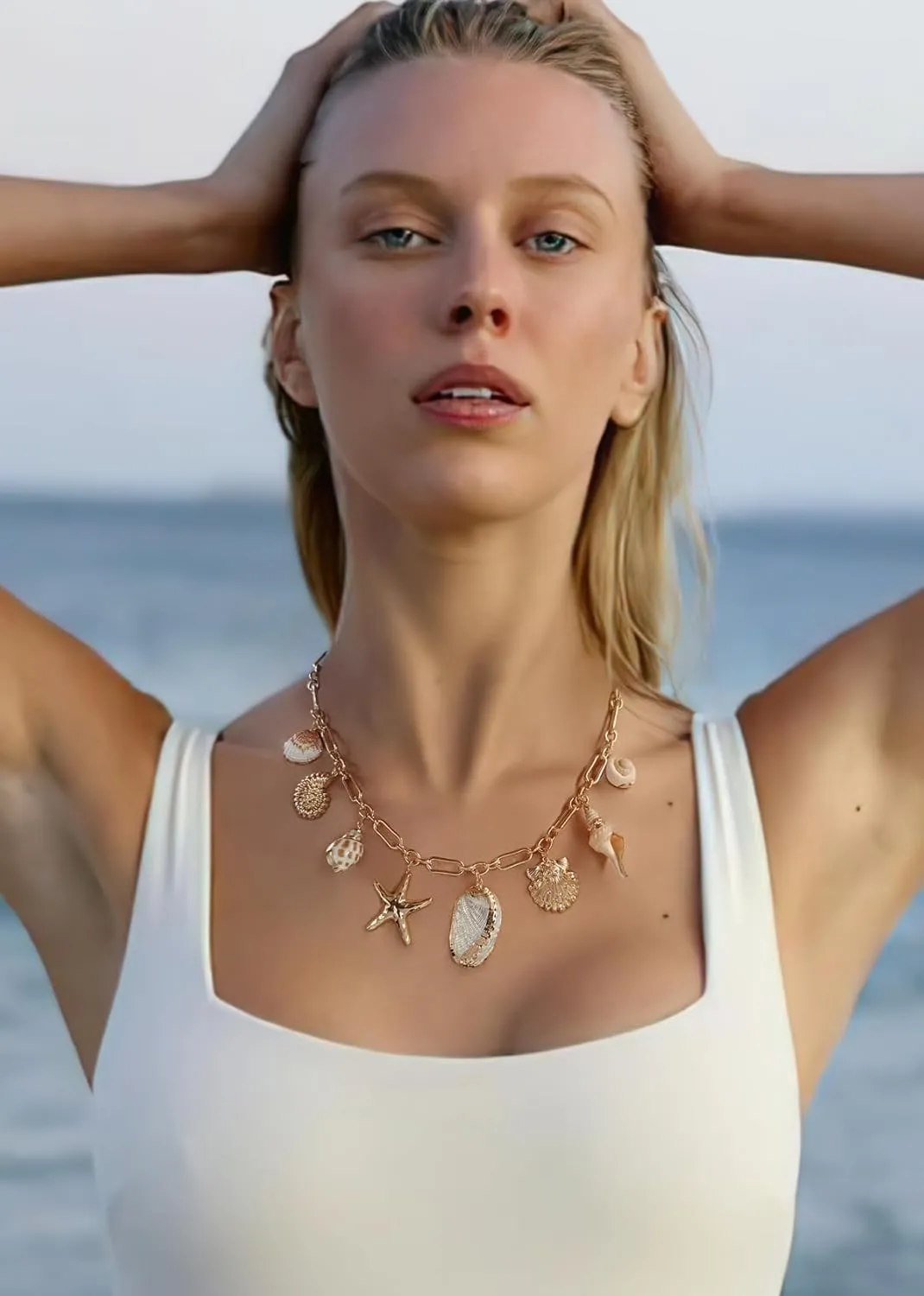 LILIE&WHITE Sea Shell Necklace For Women With Trendy Charms Summer Beach Beaded Necklace Shell Starfish Charms Fashion Jewelry
