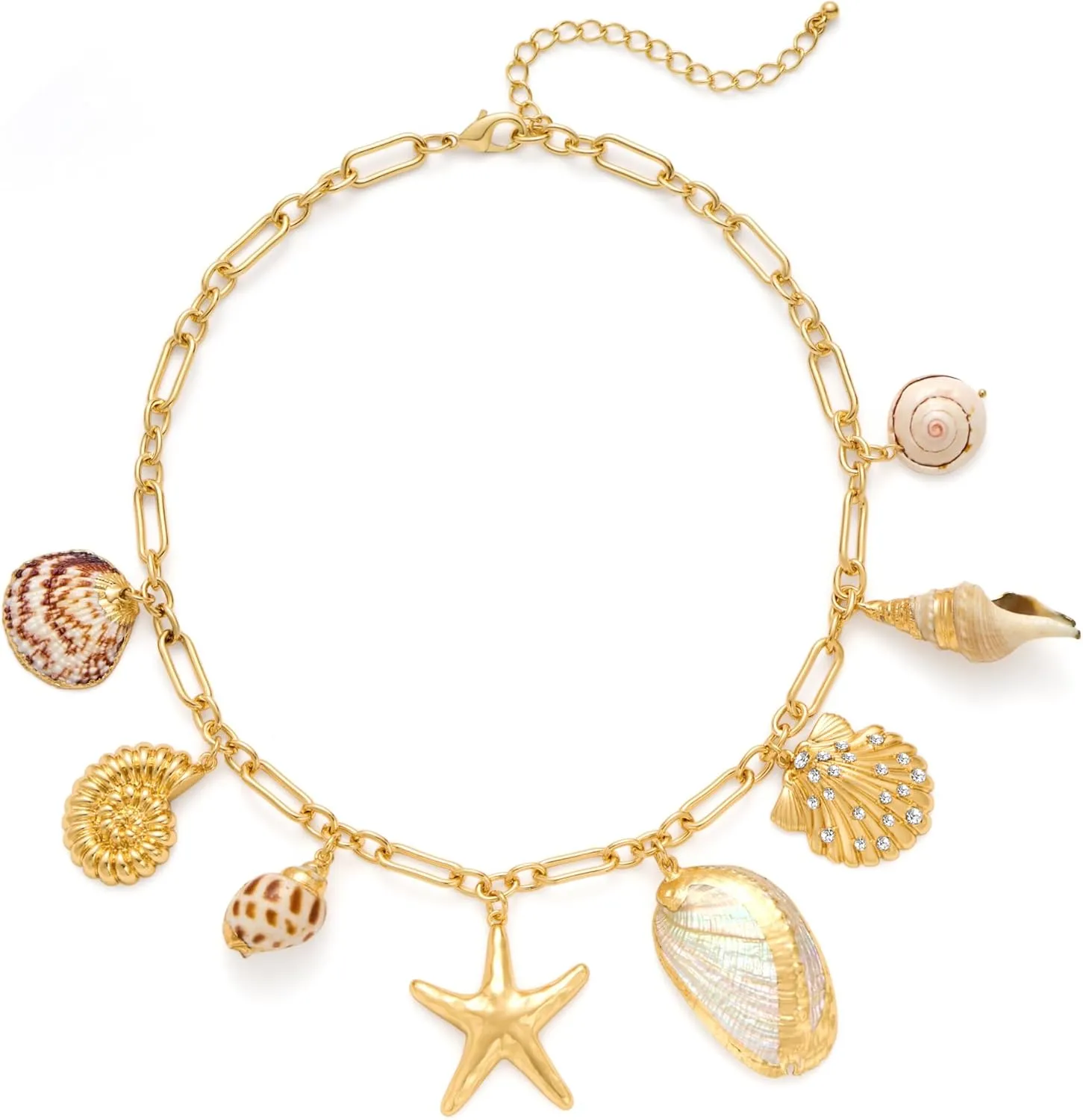 LILIE&WHITE Sea Shell Necklace For Women With Trendy Charms Summer Beach Beaded Necklace Shell Starfish Charms Fashion Jewelry