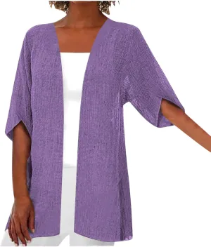 Linen Cardigan for Women 2023 Fall Fashion Kimono Cardigan Cutout 3/4 Sleeve Shrugs Plus Size Lightweight Cardigan