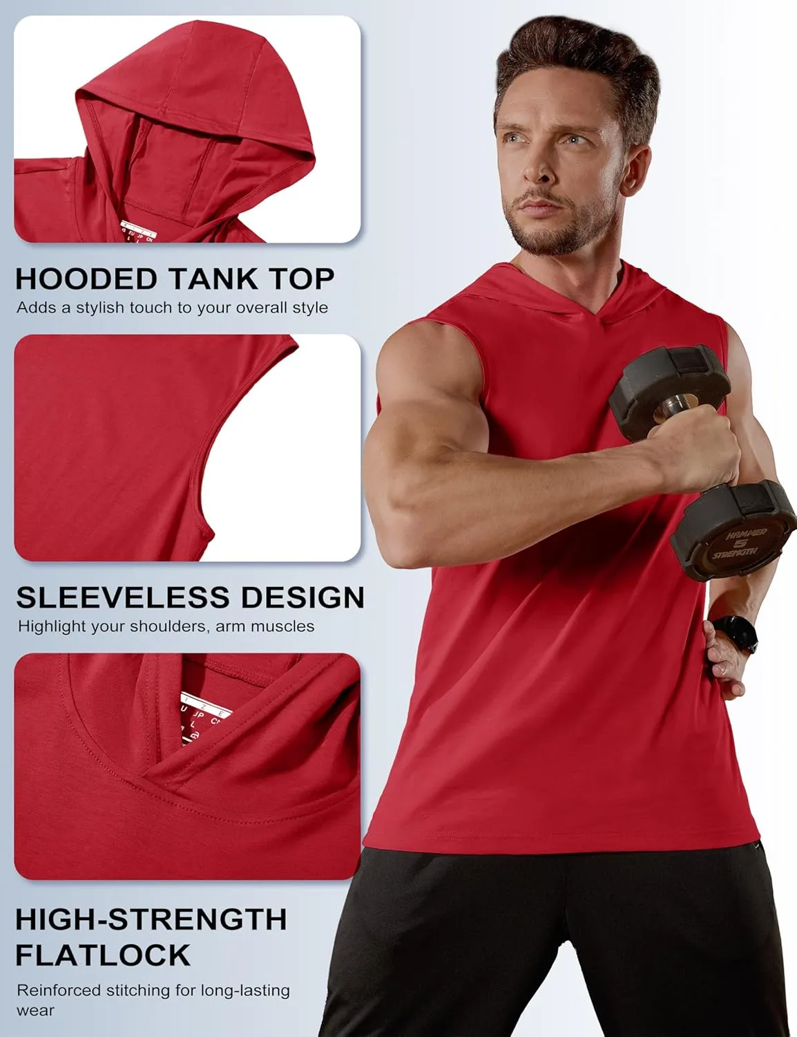 MAGCOMSEN Mens Tank Top Sleeveless Hoodie Cotton T-Shirt Summer Casual Shirt Muscle Tee