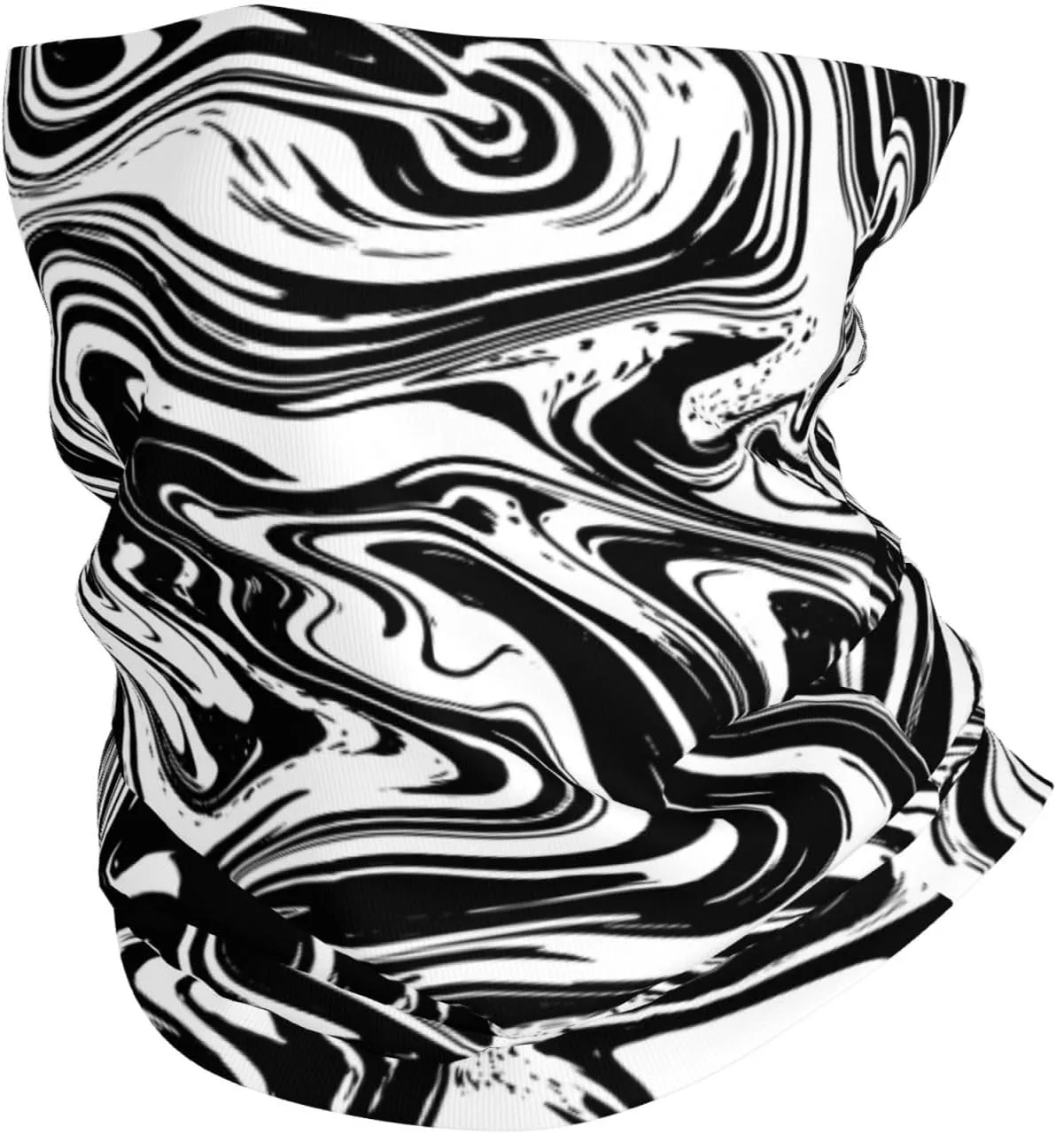 Marble Texture Liquid Abstract Black White Neck Gaiter For Women Men Face Mask Balaclava Bandana Headwear Scarf