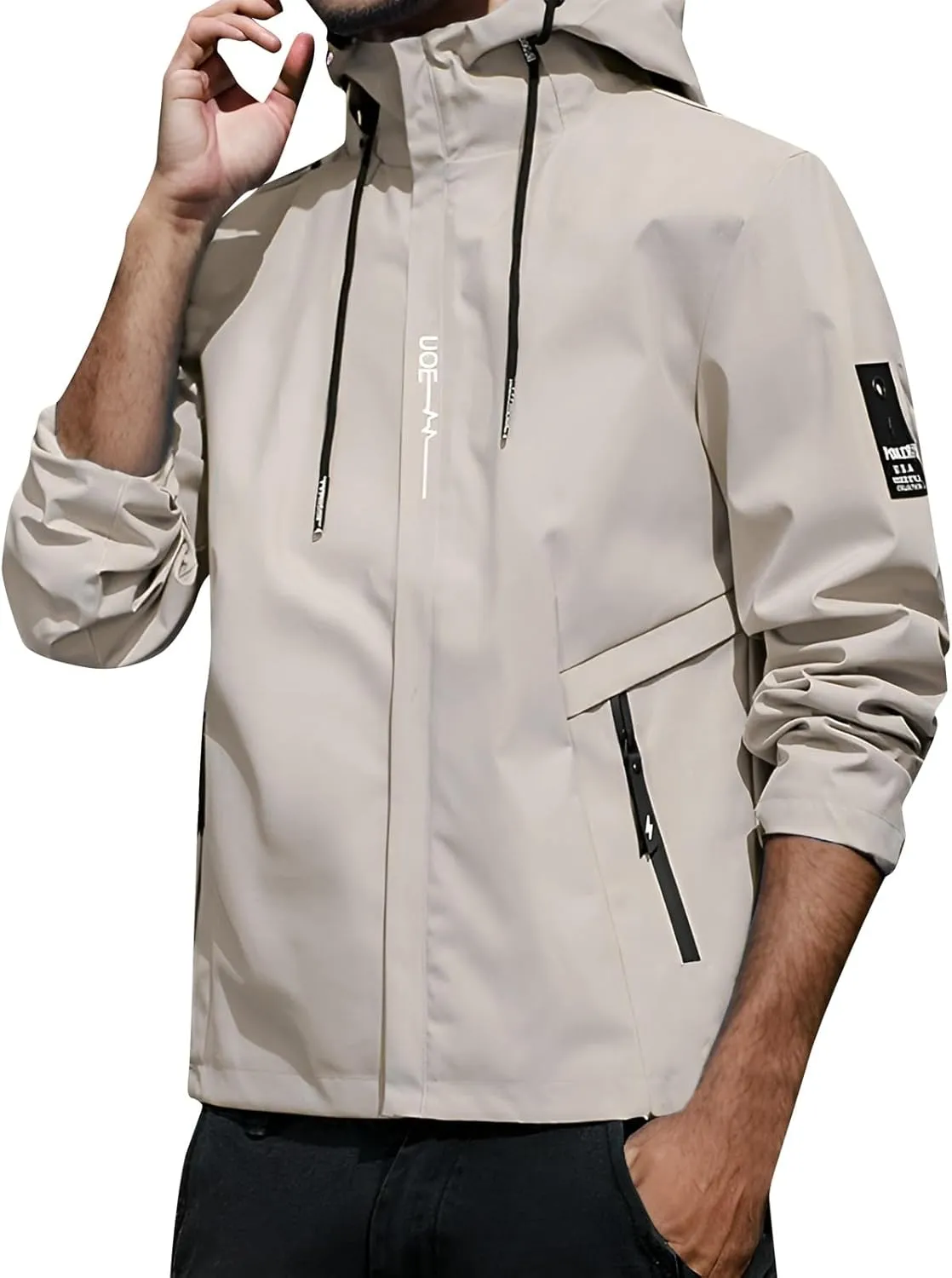 Mens 2023 Winter Hooded Trench Coats Stylish Zip Up Windbreaker Jackets Plus Size Windproof Outdoor Hiking Travel Overcoats