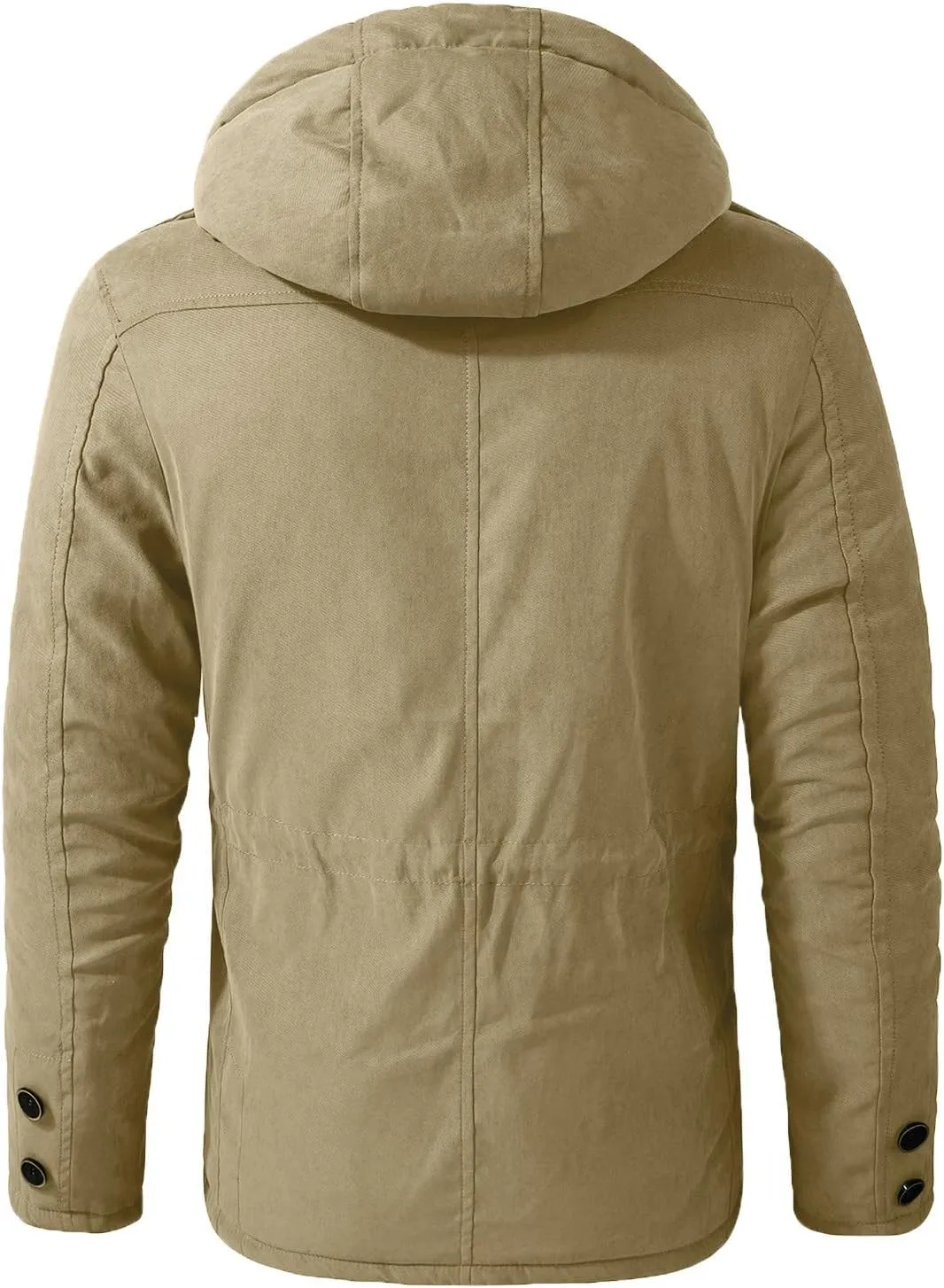 Men's Cargo Jacket 2023 Winter Warm Coats Fleece Lined Jackets with Removable Hood Ski Snow Mountain Windproof Overcoat