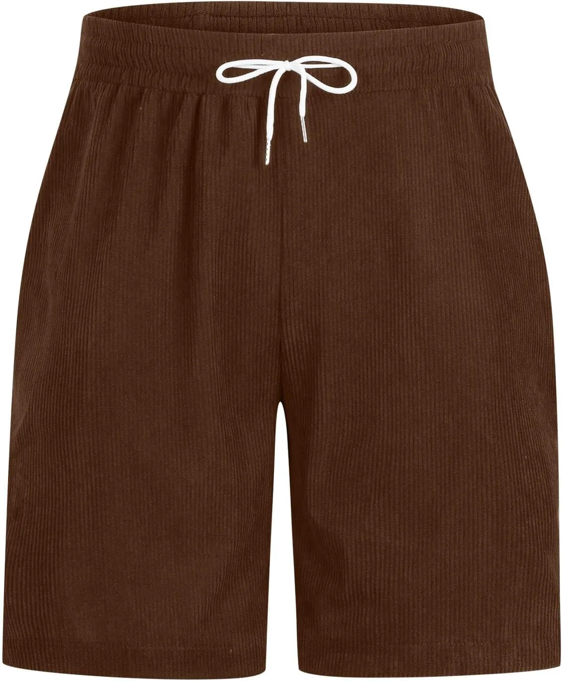Men's Corduroy Shorts Loose Casual Elastic High Waist Drawstring Lightweight Comfy Summer Beach Shorts with Pockets