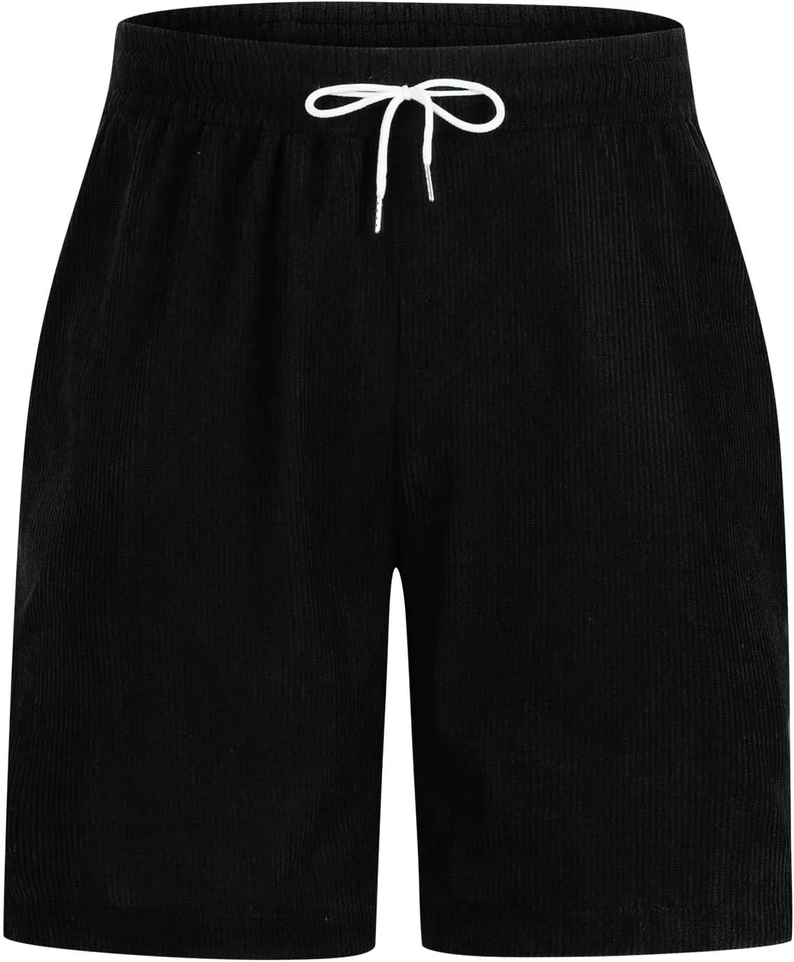 Men's Corduroy Shorts Loose Casual Elastic High Waist Drawstring Lightweight Comfy Summer Beach Shorts with Pockets