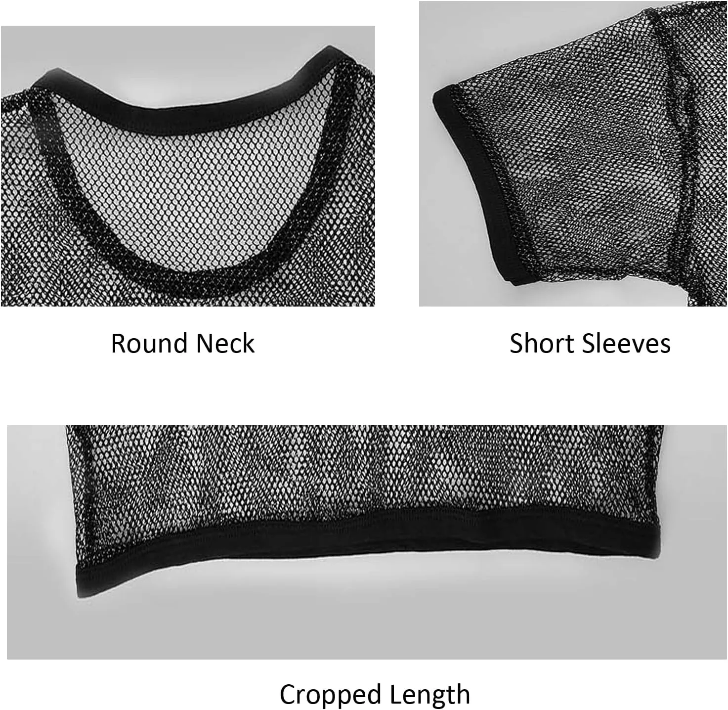 Mens Fishnet Shirts See Through Faux Leather Sexy Crop Tops Short Sleeve Mesh T Shirts