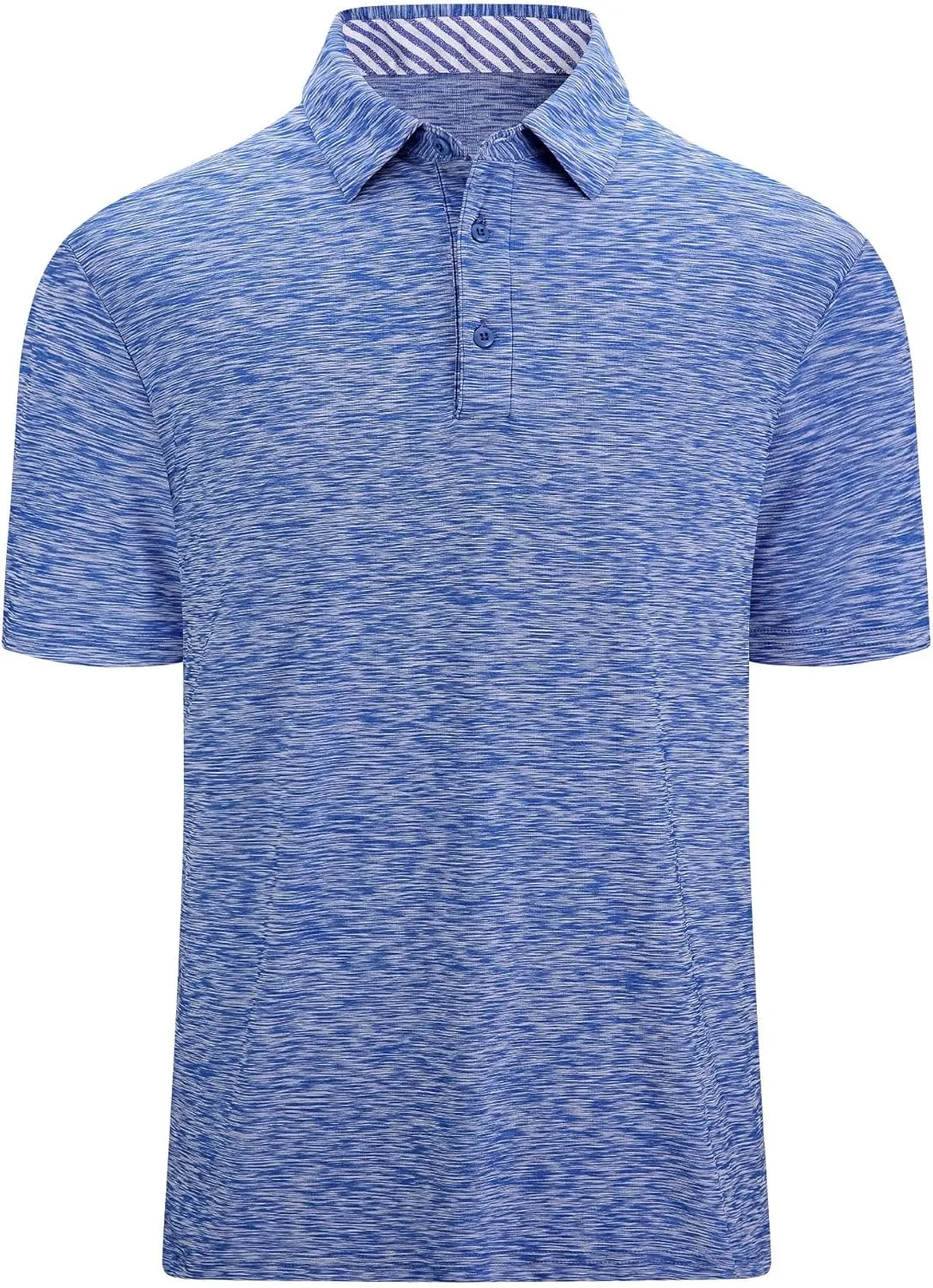 Mens Golf Polo Shirt Moisture Wicking Dry Fit Performance Athletic Short Sleeve Striped Golf Shirts for Men