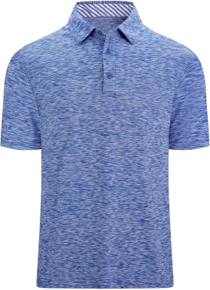 Mens Golf Polo Shirt Moisture Wicking Dry Fit Performance Athletic Short Sleeve Striped Golf Shirts for Men