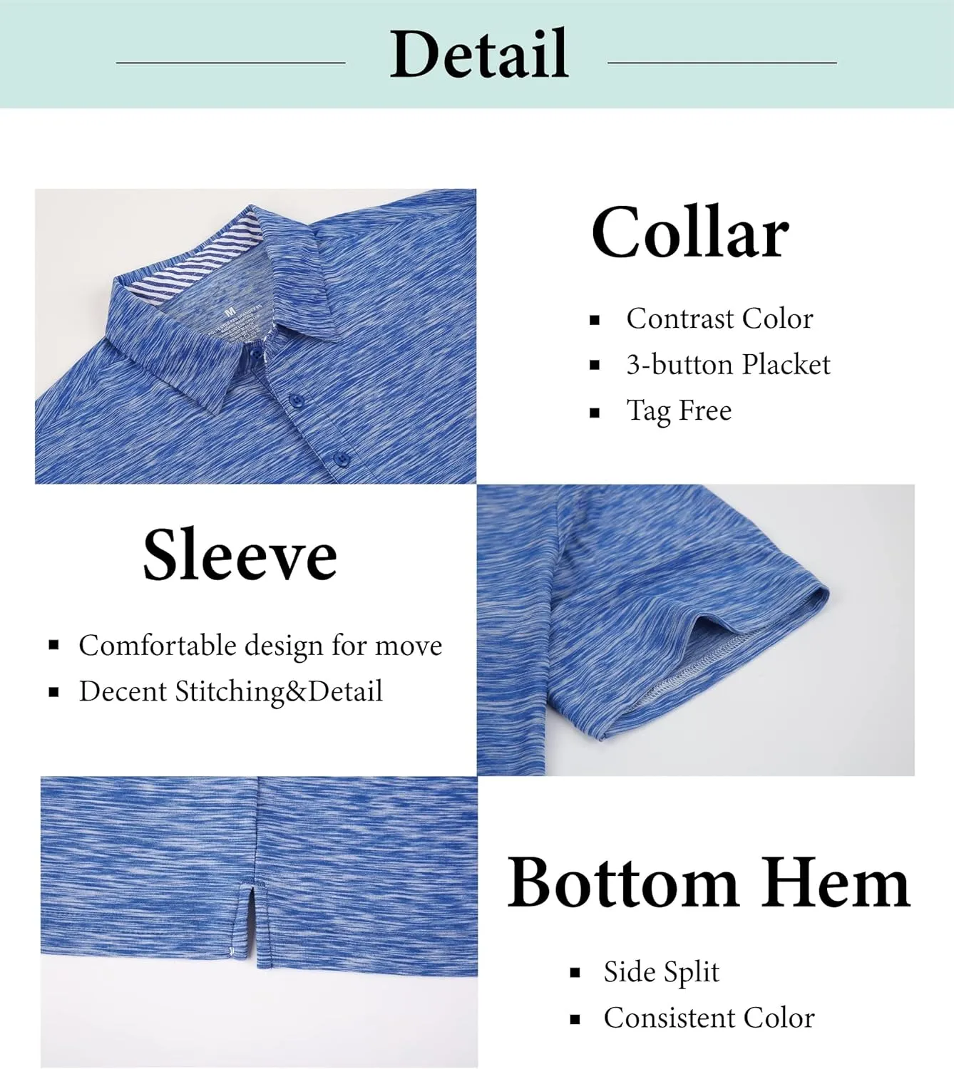 Mens Golf Polo Shirt Moisture Wicking Dry Fit Performance Athletic Short Sleeve Striped Golf Shirts for Men