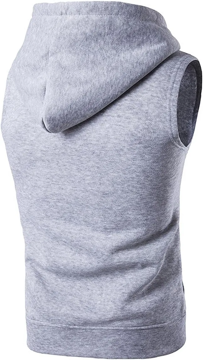 Mens Hipster Hip Hop Sleeveless Sweatshirt Hoodie Zip Up Longline Tank Top