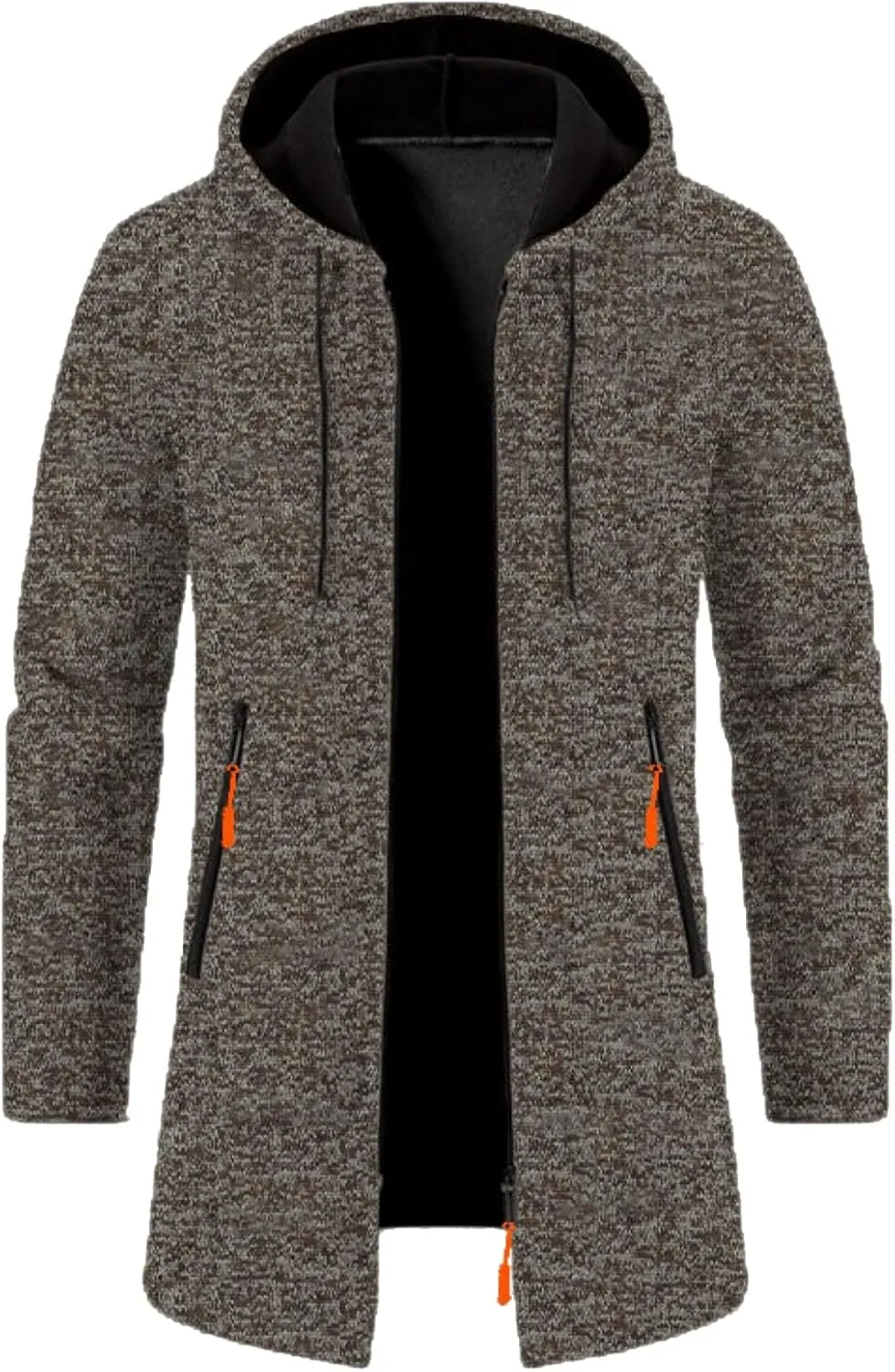 Men's Thicken Hooded Cardigan Sweater 2023 Winter Thermal Sweaters Coat Full Zip Quilted Jacket Business Casual Knit Outwear