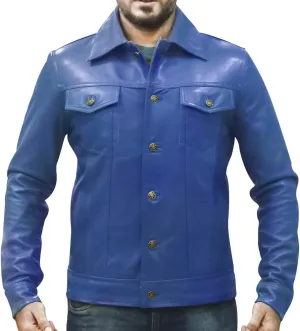 Mens Vintage Style Trucker Leather Jacket Lambskin Classic Fashion Mens Motorcycle Jackets