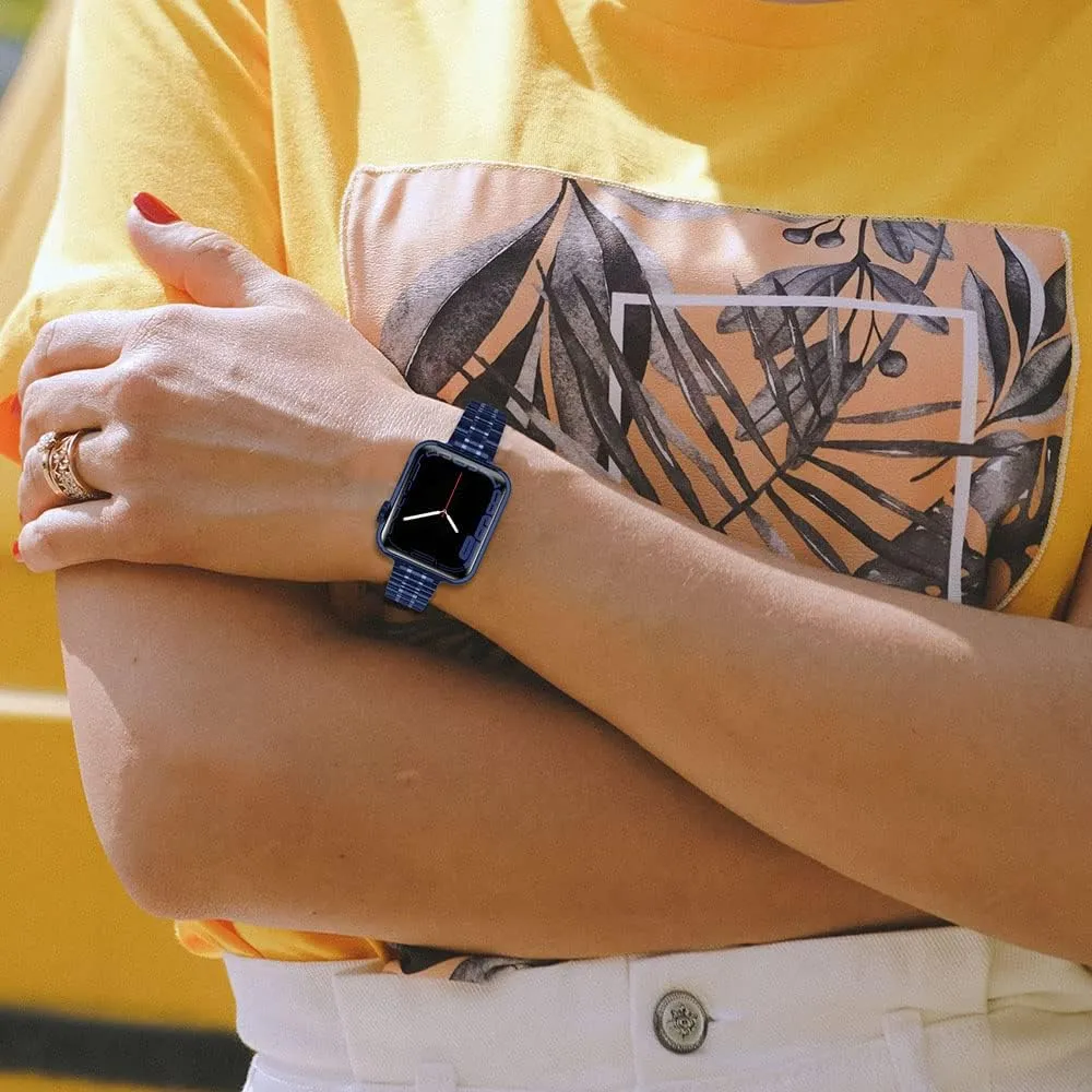 Metal band Compatible with Apple Watch Band 46mm 45mm 44mm 42mm 41mm 40mm 38mm for women, Slim Thin Stainless Steel Wristband for iWatch Series 10/9/8/7/6/5/4/3/2/6/SE
