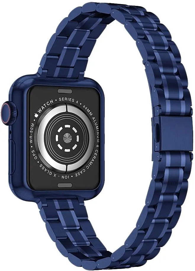 Metal band Compatible with Apple Watch Band 46mm 45mm 44mm 42mm 41mm 40mm 38mm for women, Slim Thin Stainless Steel Wristband for iWatch Series 10/9/8/7/6/5/4/3/2/6/SE