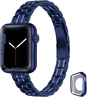 Metal band Compatible with Apple Watch Band 46mm 45mm 44mm 42mm 41mm 40mm 38mm for women, Slim Thin Stainless Steel Wristband for iWatch Series 10/9/8/7/6/5/4/3/2/6/SE
