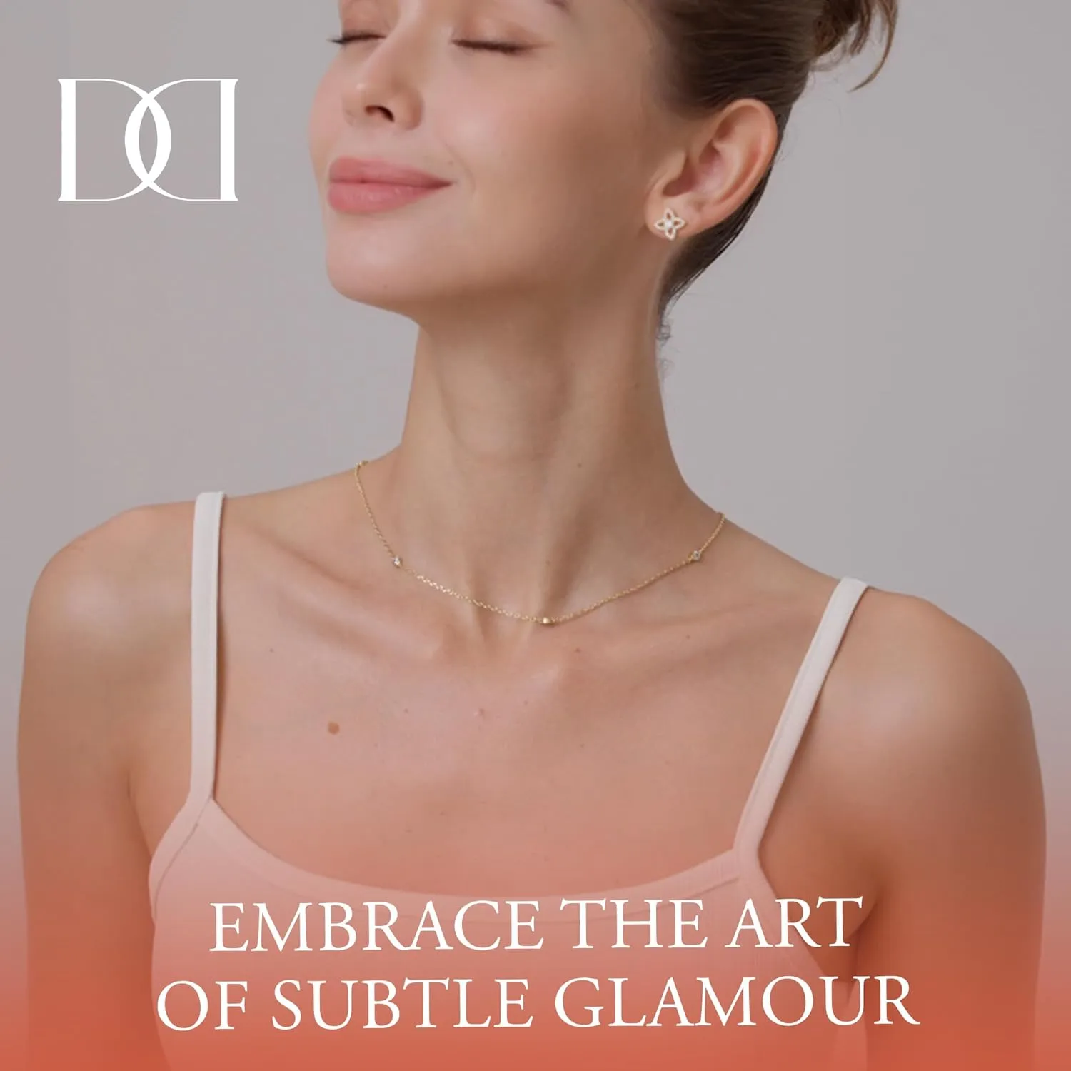 MINDDHA 18K/14K White/Yellow Gold Plated Station Necklace | Simulated Diamond BTY Necklace | Dainty Necklace for Women | CZ Necklace | White Gold and Gold Jewelry | 15-18 Inch   3 Inch Extender
