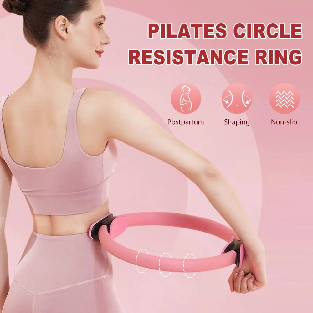 Moonboat Pilates Ring Fitness Trainer, Dual Padded Handles Yoga Rings for Beginners Toning Arms, for Home Workout Mat & Reformer Workouts
