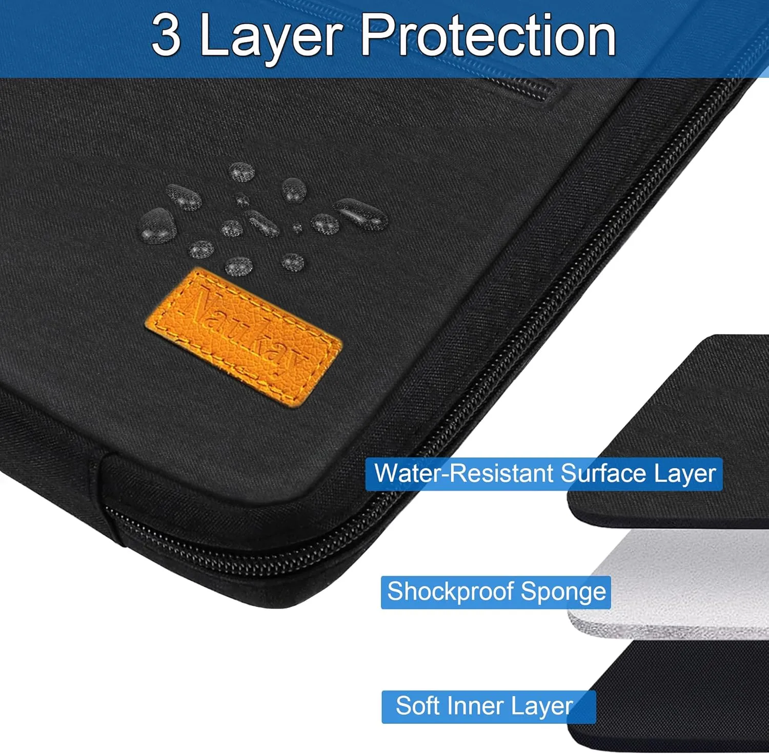 Naukay Laptop Case 15.6 Inch, Water Resistant Computer Carrying Bag Compatible with 15.6 inch HP, Dell, Acer, Asus, Lenovo, Black