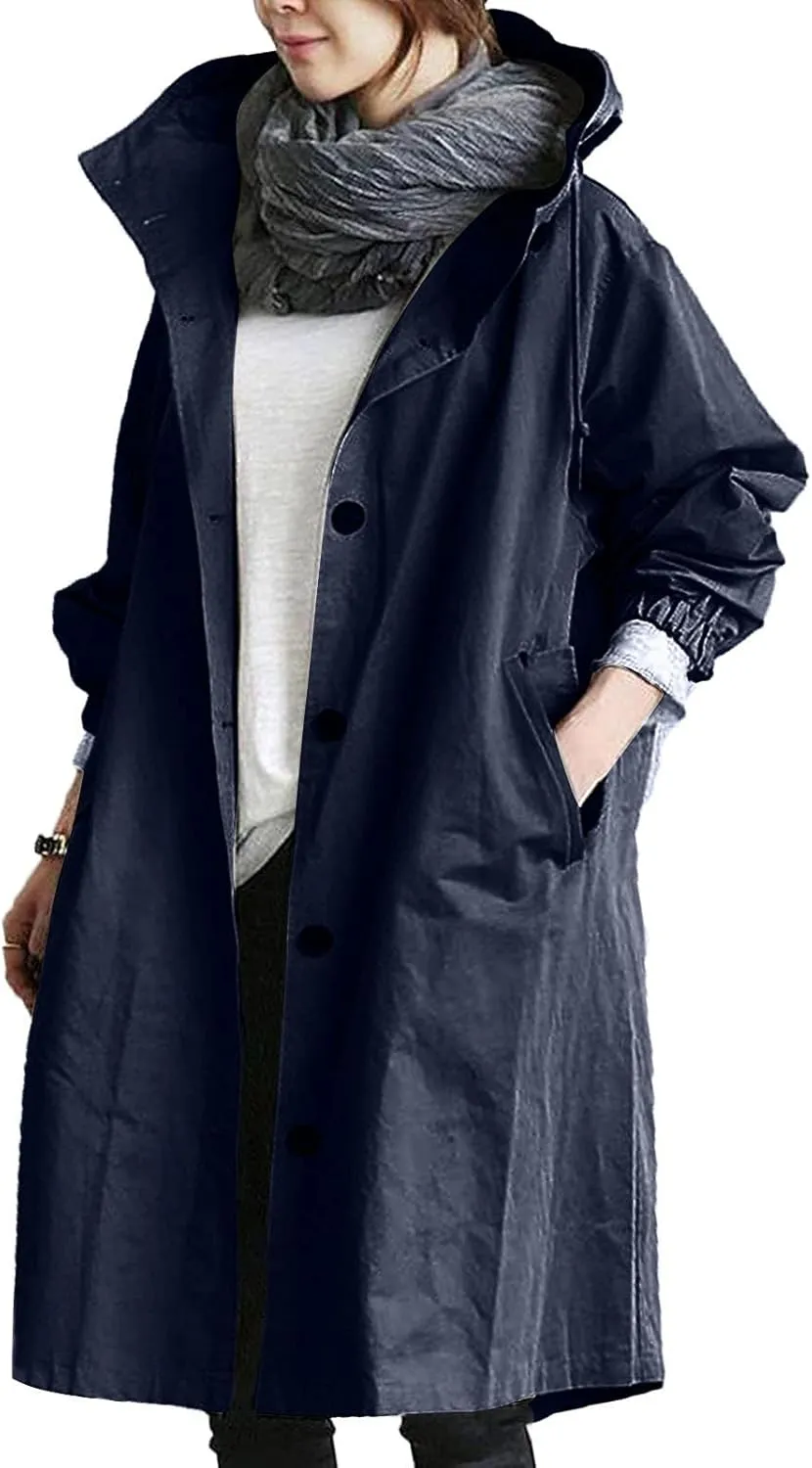 NBXNZWF Womens Rain Jackets Waterproof Lightweight Outdoor Raincoat Plus Size Active Trench Windbreaker Jacket with Hood