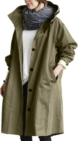 NBXNZWF Womens Rain Jackets Waterproof Lightweight Outdoor Raincoat Plus Size Active Trench Windbreaker Jacket with Hood