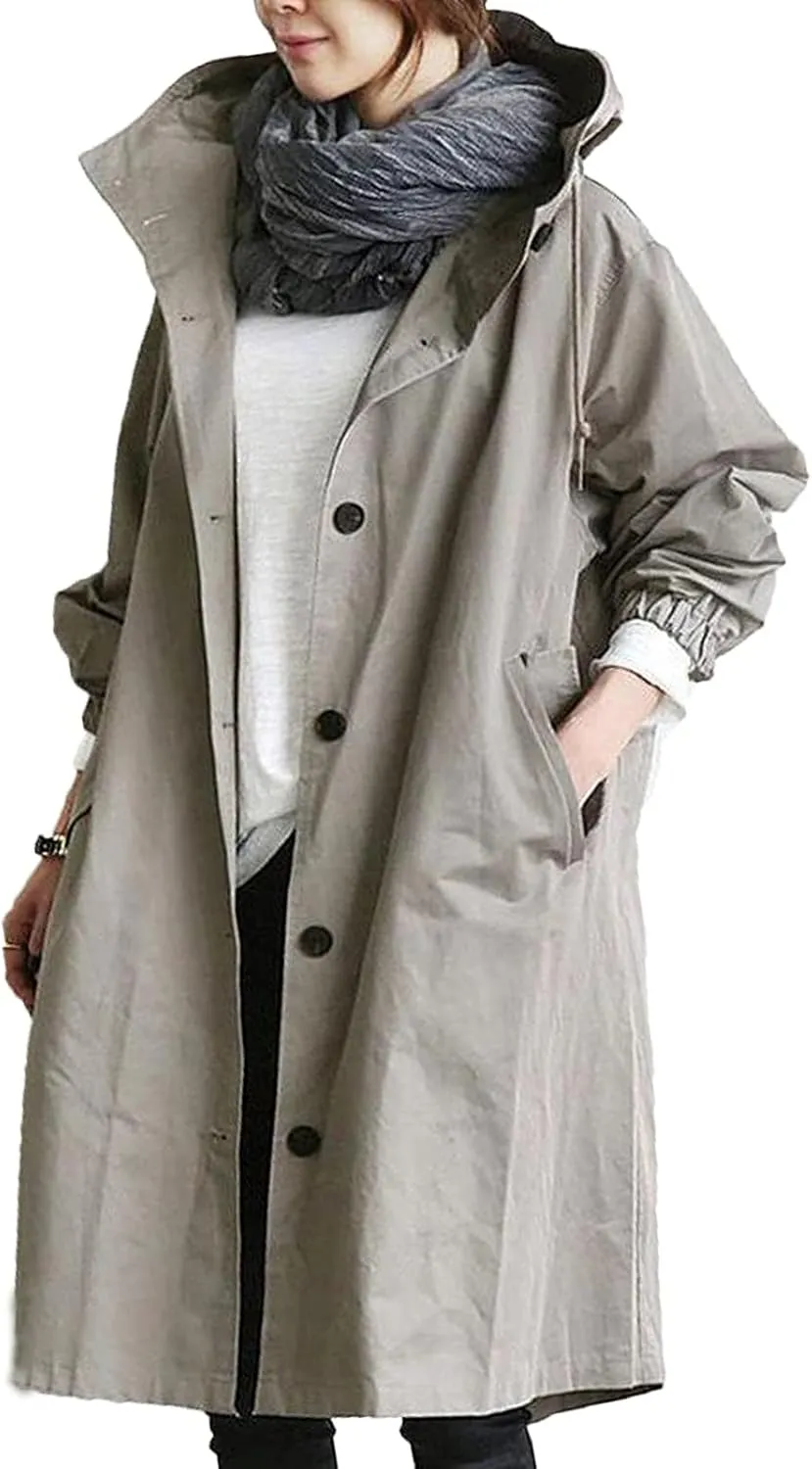 NBXNZWF Womens Rain Jackets Waterproof Lightweight Outdoor Raincoat Plus Size Active Trench Windbreaker Jacket with Hood