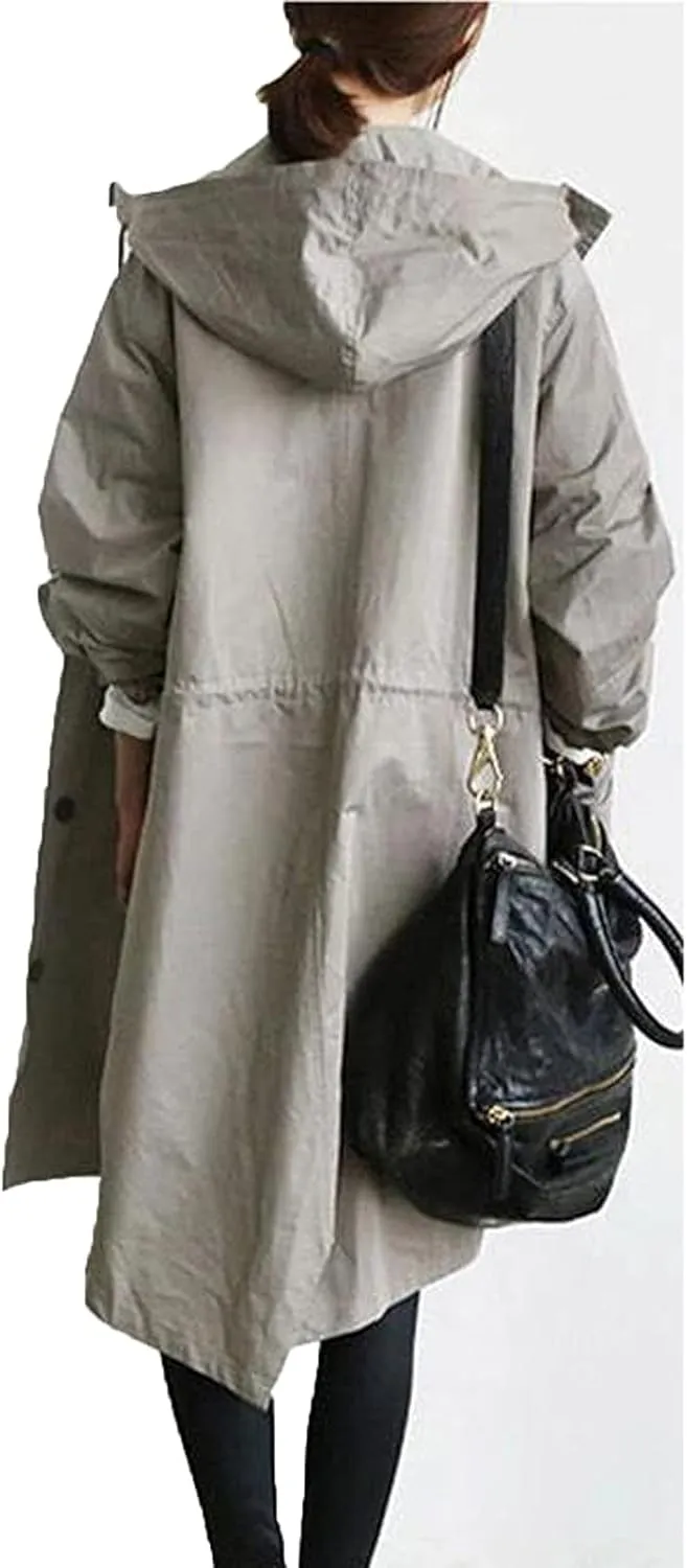 NBXNZWF Womens Rain Jackets Waterproof Lightweight Outdoor Raincoat Plus Size Active Trench Windbreaker Jacket with Hood