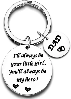 Nimteve Dad Gifts From Son Daughter Dad Keychain Father Keyring Key Tags For Daddy Papa Men Jewelry For Father's Day Birthday (Hero Dad Keychain From Little Girl)