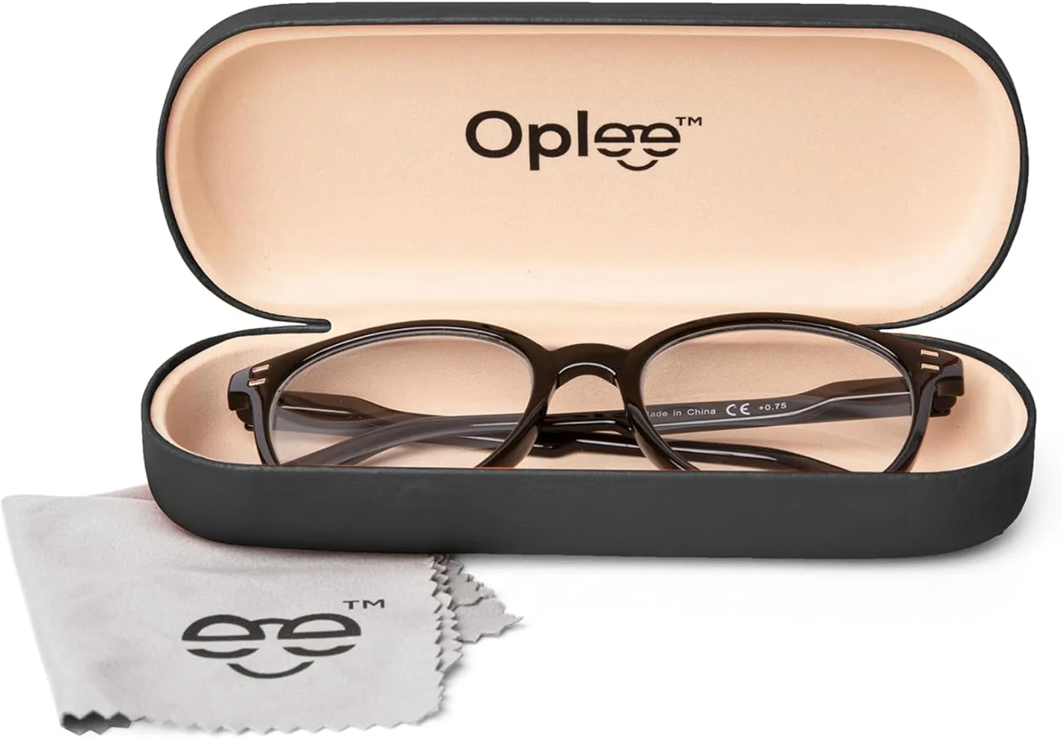 Oplee? Hard Shell Eyeglass Case with Grey Microfiber Cloth