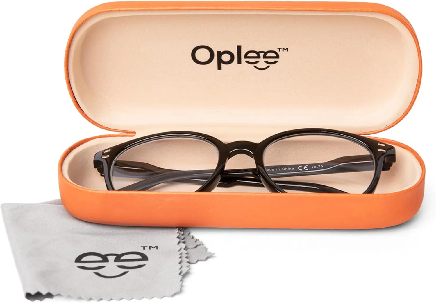 Oplee? Hard Shell Eyeglass Case with Grey Microfiber Cloth