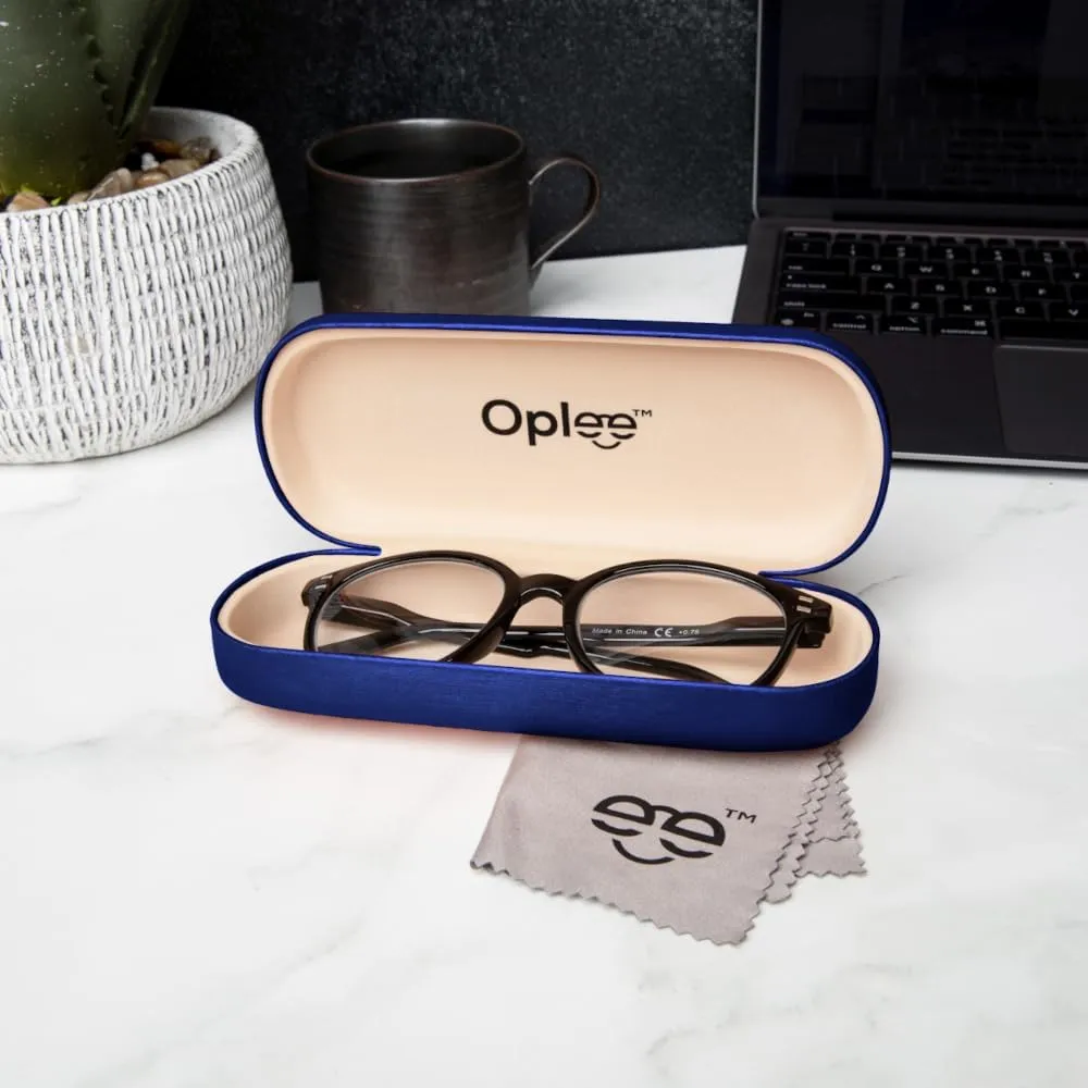 Oplee? Hard Shell Eyeglass Case with Grey Microfiber Cloth
