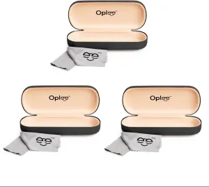Oplee? Hard Shell Eyeglass Case with Grey Microfiber Cloth