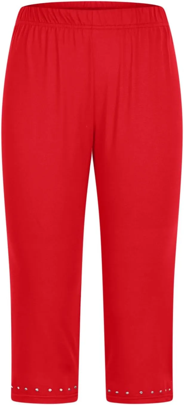 Oplxuo Womens Knee Length Capri Pants High Waist Leggings Skinny Cropped Workout Yoga Pants Sport Casual Leggings