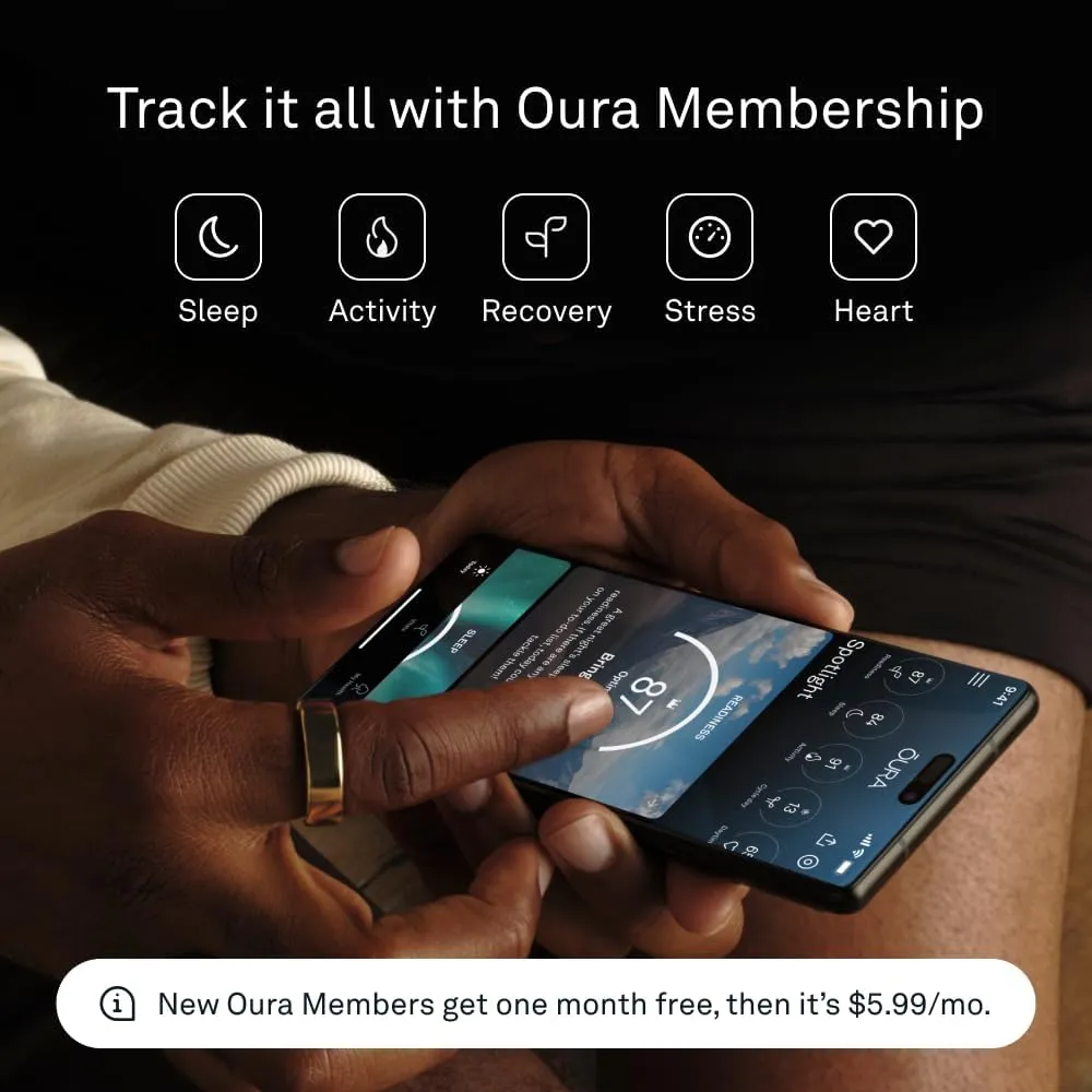 Oura Ring Gen3 Heritage - Black - Size 13 - Smart Ring - Size First with Oura Ring Gen3 Sizing Kit - Sleep Tracking Wearable - Heart Rate - Fitness Tracker - 5-7 Days Battery Life
