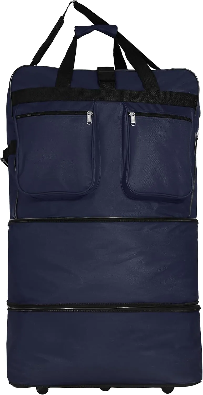 Pack of 2 30"""" Duffle Bag Expandable Rolling Lightweight Wheeled Spinner Suitcase Luggage for Travel and Storage (Navy Blue)']"Actual size: ['30-inch'] matches with predicted size: